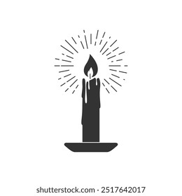 Burning candle graphic icon. Candle sign isolated on white background. Vector illustration