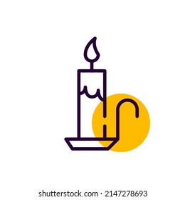 Burning candle Halloween pixel perfect, editable stroke colorful line icon