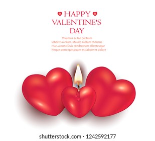 Burning candle heart on white background greeting card to happy Valentine's Day for love vector