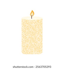 Burning candle. Holiday decorations. Vector illustration isolated on white background, flat style.