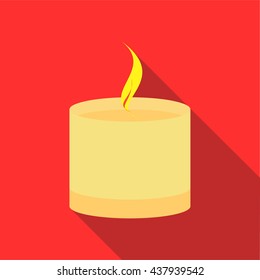 Burning candle icon, flat style