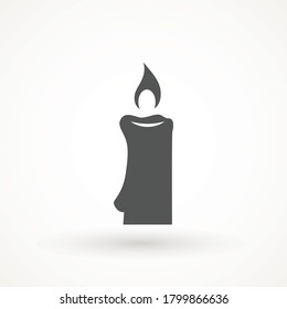 Burning candle icon isolated. candle light burn wax black thin line outline icon on white background