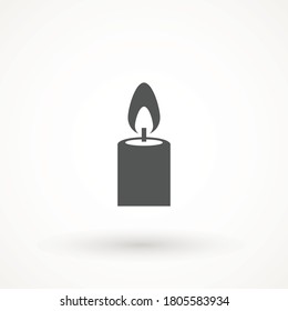 Burning candle icon isolated. candle light burn wax black thin line outline icon on white background