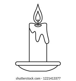 Burning candle icon. Outline burning candle vector icon for web design isolated on white background