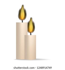 Burning candle icon. Realistic illustration of burning candle vector icon for web design isolated on white background