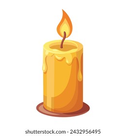 Burning Candle Illustration on White Background