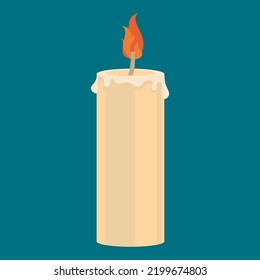 Burning candle, illustration, vector, cartoon