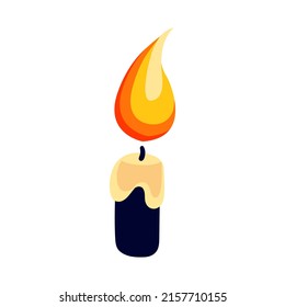 Burning candle isolated on a white background  cartoon vector illustration