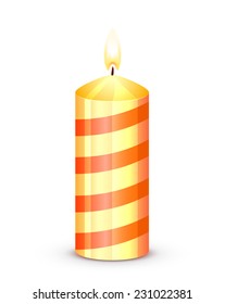 Burning candle isolated on white background, illustration.