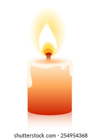 Burning candle isolated on white background