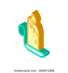 burning candle isometric icon vector. burning candle sign. isolated symbol illustration
