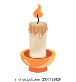burning candle light icon isolated