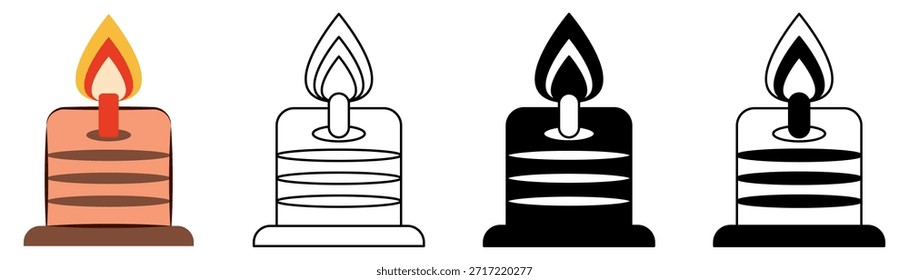Ilustração de vetor de ícone de luz de vela de gravação isolada no fundo branco