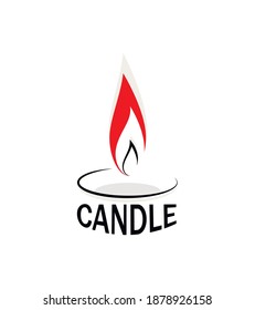 Burning candle light. Vector logo, icon. Candle logo template for web design isolated. Flat style.