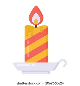 Burning candle, line design vector 
