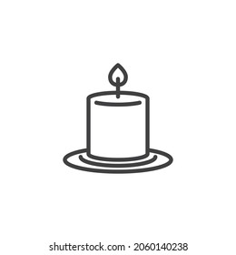 Burning candle line icon. linear style sign for mobile concept and web design. Candle light outline vector icon. Symbol, logo illustration. Vector graphics