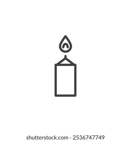 Burning candle line icon. linear style sign for mobile concept and web design. Candle outline vector icon. Symbol, logo illustration. Vector graphics