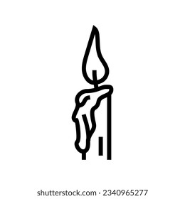burning candle line icon vector. burning candle sign. isolated contour symbol black illustration