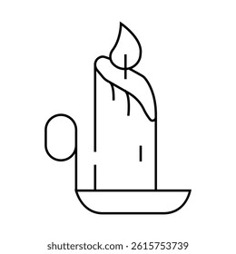 burning candle line icon vector. burning candle sign. isolated contour symbol black illustration