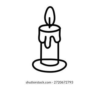 Burning candle line vector icon illustration on transparent background
