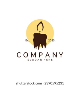 Burning Candle Logo Icon. Candle Vector Logo Template in Simple Flat Style.