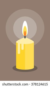 Burning candle. Modern flat style. Vector icon