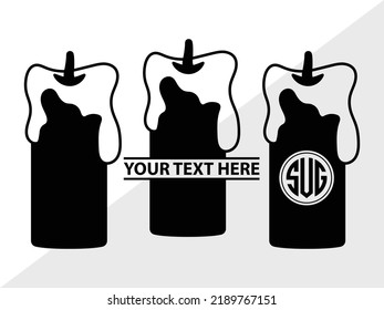 Burning Candle Monogram SVG Printable Vector Illustration