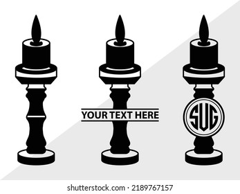 Burning Candle Monogram SVG Printable Vector Illustration