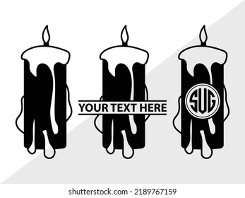 Ilustración de vectores imprimibles SVG monograma de velas en llamas