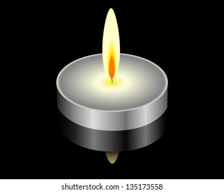 burning candle on a black background