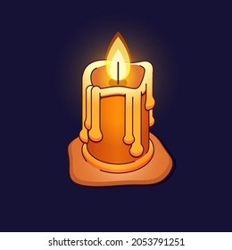 Quemando velas en un fondo oscuro. Isometric icon. Elemento de diseño para Halloween, ilustraciones o juegos mágicos o de terror.