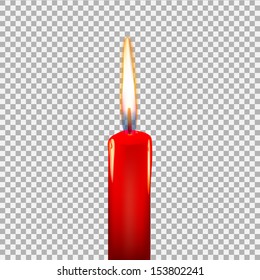 Burning candle on a transparent background