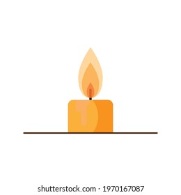 Burning candle on a white background