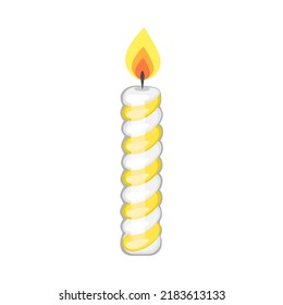 Burning candle on white background