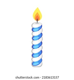 Burning candle on white background