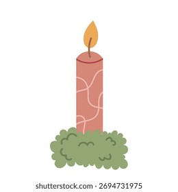 Vela ardiente en un fondo blanco