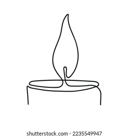 Quemando velas en un estilo de línea. Ilustración vectorial de dibujo de una línea aislada en fondo blanco.