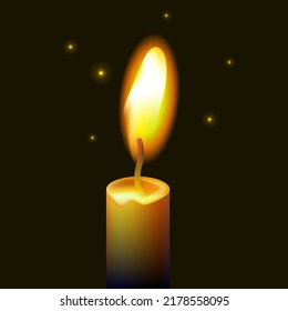 Burning candle over black background. Holocaust memory day. Remembrance day