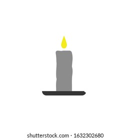 burning candle from paraffin wax. Easter single icon in cartoon style vector symbol stock illustration.