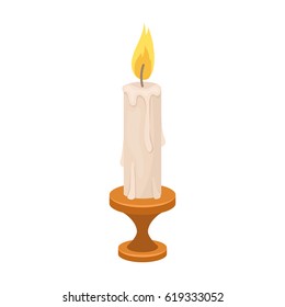 Burning Candle From Paraffin Wax. Easter Single Icon In Cartoon Style Vector Symbol Stock Illustration.