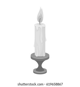 burning candle from paraffin wax. Easter single icon in monochrome style vector symbol stock illustration.