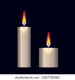 Burning candle realistic vector illustration