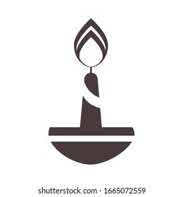 burning candle religious ramadan arabic islamic celebration vector illustration silhouette style icon