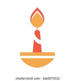 burning candle religious ramadan arabic islamic celebration vector illustration tone color icon