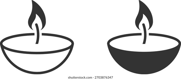 Vela queimando em um ícone de vetor de disco