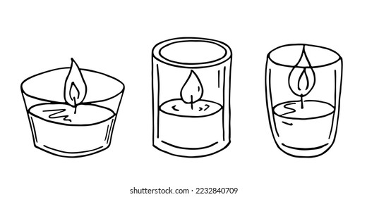 Ardiendo velas. Ilustración del doodle. Recorte de mano para tarjeta, logotipo y diseño