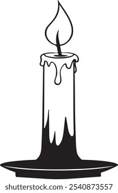 Burning candle silhouette vector style with white background