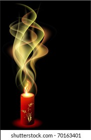 Burning candle with smoke