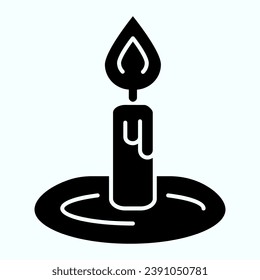 Burning candle solid icon. Candlelight vector illustration isolated on white. Memorial symbolism glyph style design, designed for web and app. Eps 10