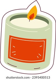 Burning Candle Sticker Vector Illustration